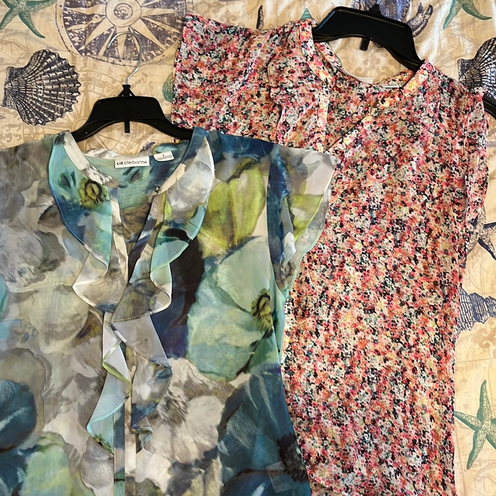 Flowery Pink & Blue Blouses